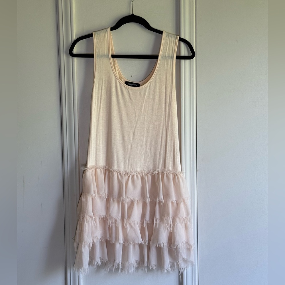 Knit Mini Slip Dress with Ruffles